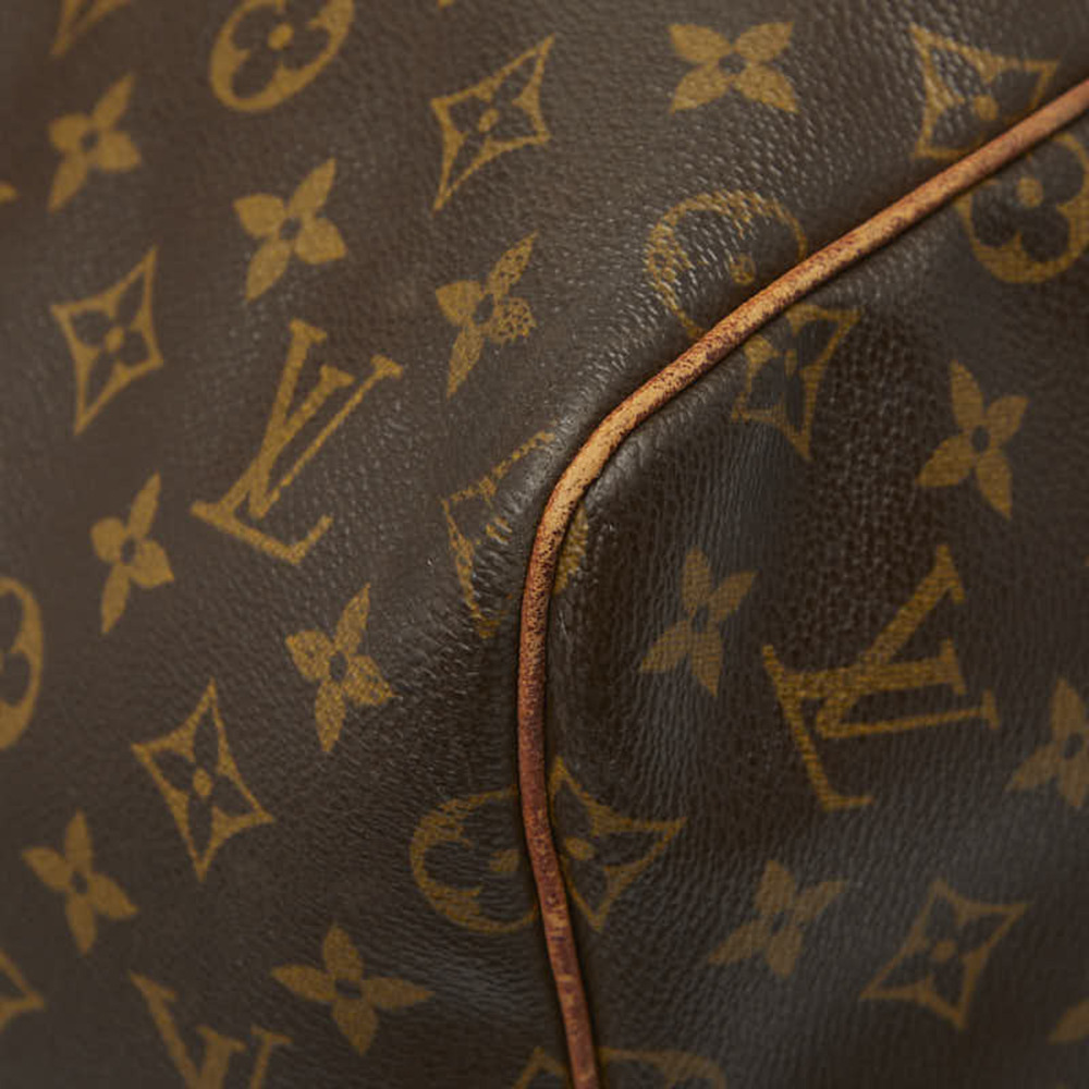 LOUIS VUITTON Authentic Brown Monogram Leather Keepall 55 Boston Bag - Picture 5 of 12